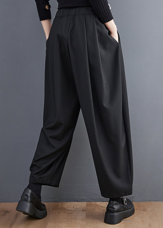 Pantalon gris décontracté en coton élastique avec poches et taille courte