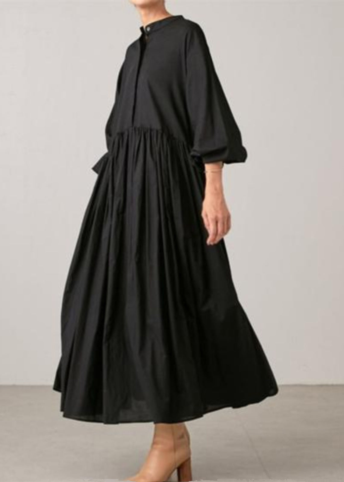 Graues Kleid Classy Shirts Solide Baumwolle Wrinkled Frühling