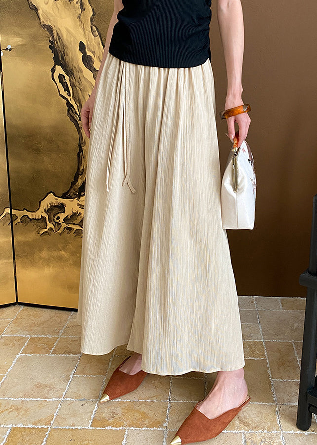 Nouveau pantalon court taille haute en coton kaki à pompons pour l'été AF1041