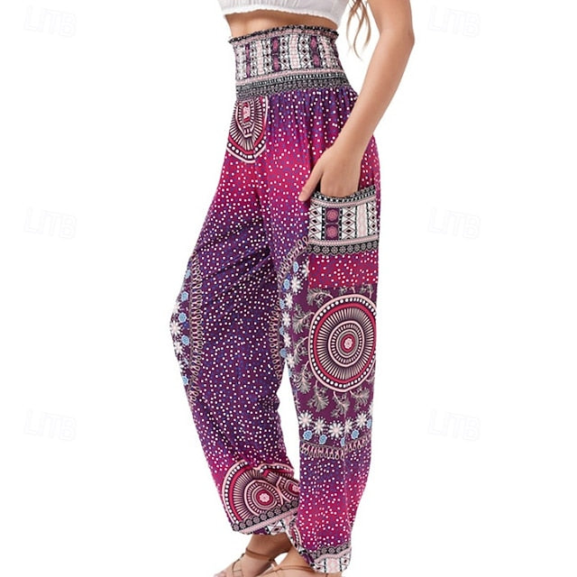 Women's Pants Trousers Straight Fashion Boho Full Length