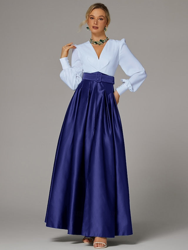 Dress Gown Formal High Wedding Evening A-Line Floor Guest Split