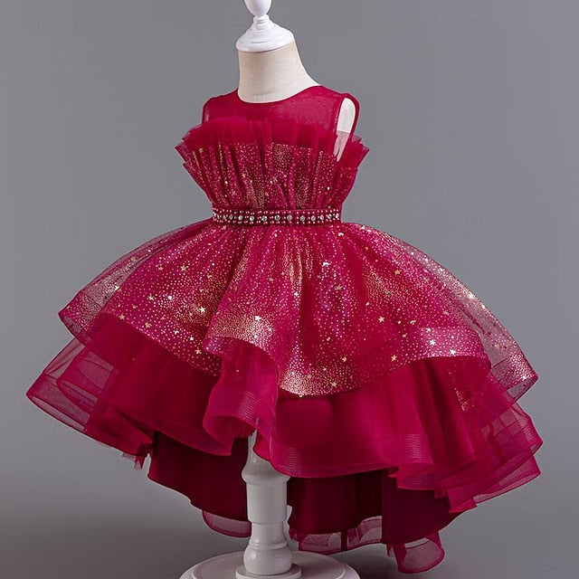 Flower Sequin Party Kids Girl Sleeveless Girls' Dress