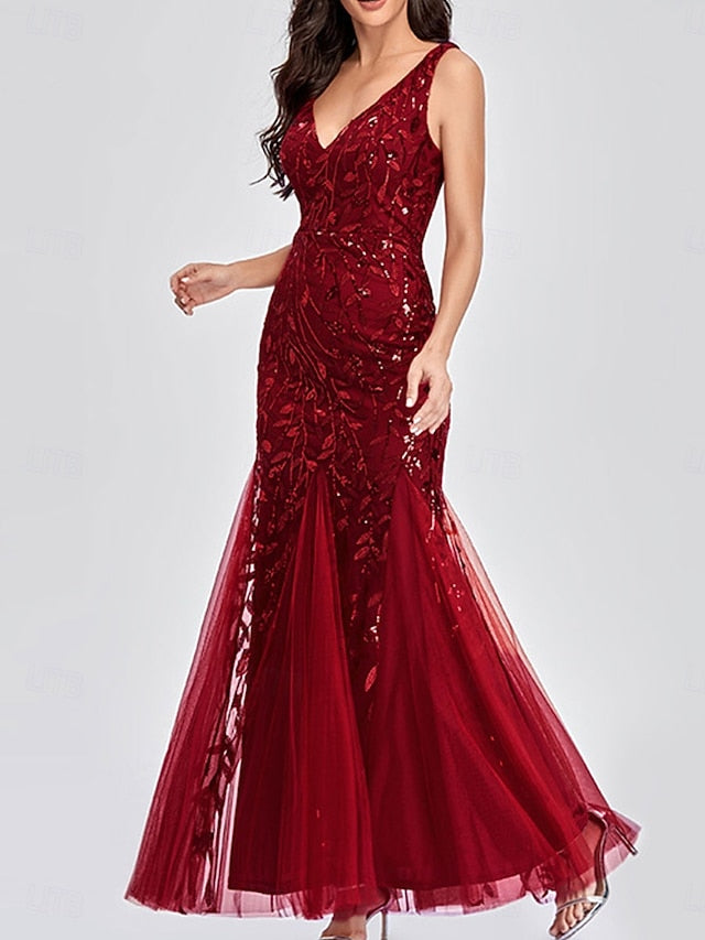 Bride the Floor Dress Neck V Mother Elegant of Party