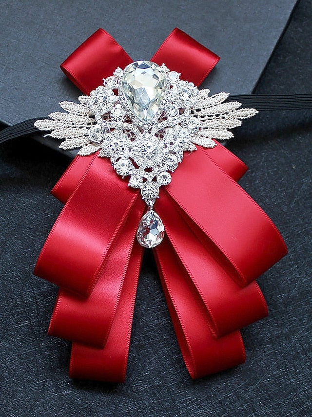 Crystal Men's Tie Brooch Ribbon Pin Bow Elegant - Luxury