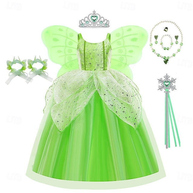 Theme Flower Girl Tiana Fairytale Tinker Bell Dress Princess