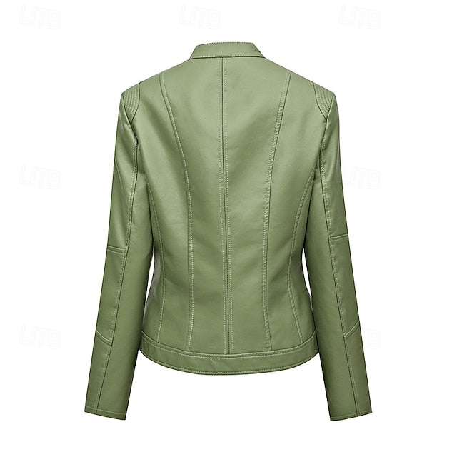 Women's Faux Zipper Comfortable Jacket Leather Pocket