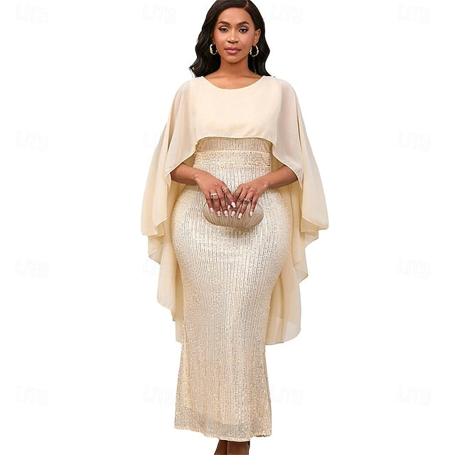 Dress Crew Length Mother Elegant Neck Floor Bride the of