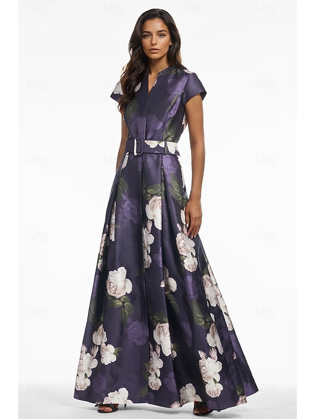 Wedding Dress Split Evening Floor A-Line Gown Formal High Guest