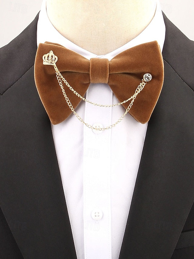 Detail Tie Velvet Men's – Bow and with Crown Chain