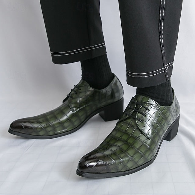 Dress – Red Men's Pattern Shoes Faux Crocodile Leather