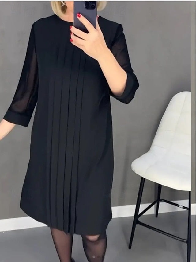 Women's Vintage Dress Mini Dress Patchwork Shirred Elegant