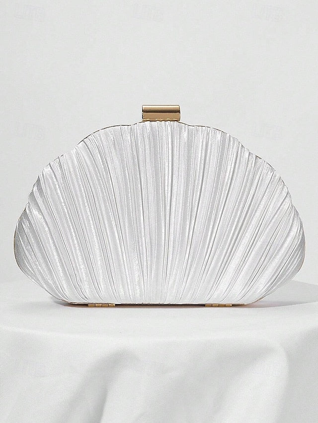 Purse Pleated Evening Clutch Satin Shell Women's