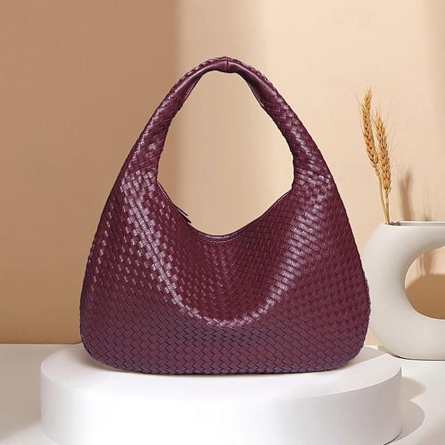 Hobo Leather Burgundy Women's Bag – Woven Faux Chic