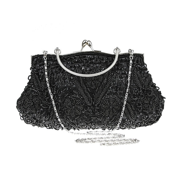 Vintage White Evening Beaded – Purse Women's Clutch