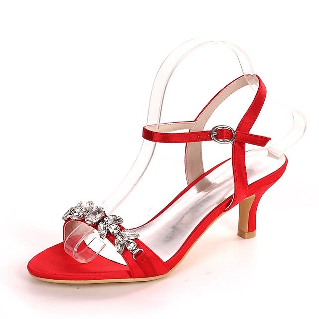 Silver Sandals Heeled Elegant Women's – Rhinestone
