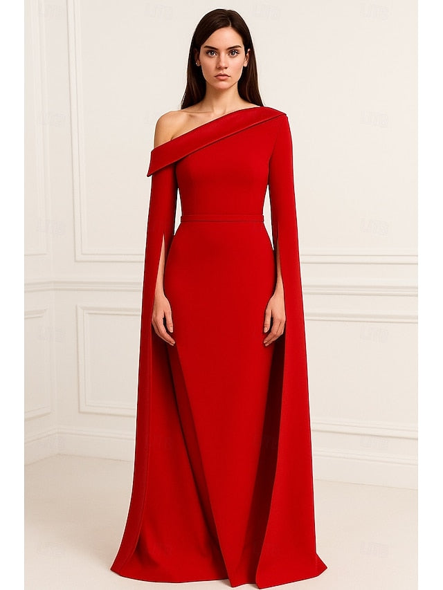 Red Dress Evening Sheath Black Formal / Column Gown Elegant