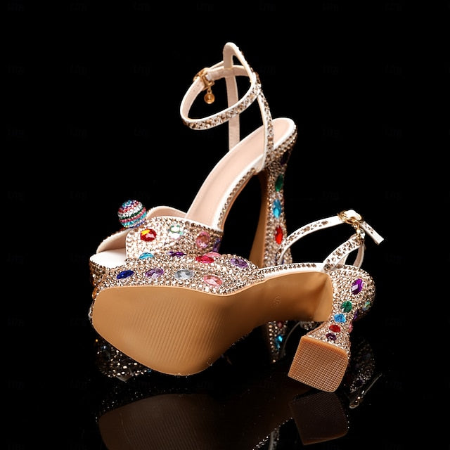 Sparkly Sandals Platform Women's Colorful – Rhinestone