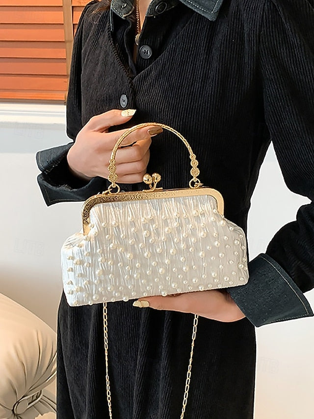 Clutch Elegant Evening – Women's Bag Beaded Pearl Vintage