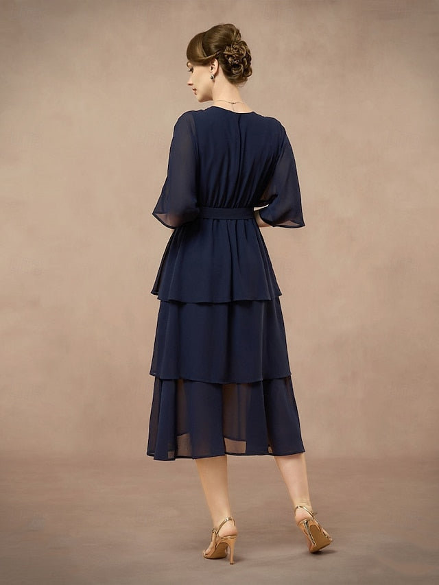 A-Line Mother Length V Bride Floor Elegant the Dress of Neck