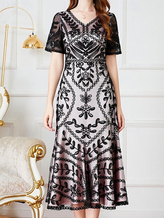 A-Line V of Dress Mother the Party Vintage Bride Elegant