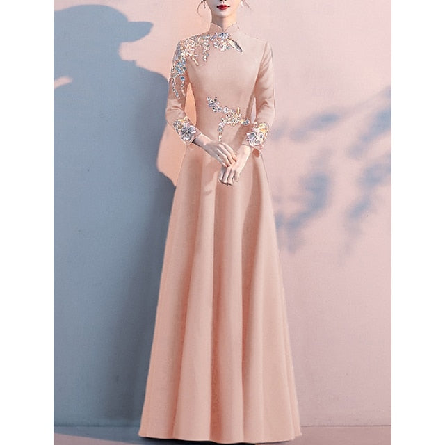 A-Line the Bride Neck Elegant High Simple Floor of Mother Dress