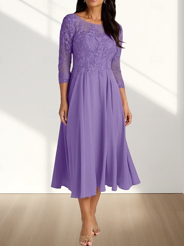 the A-Line Neck Mother Bride Elegant Dress Guest Wedding of Crew