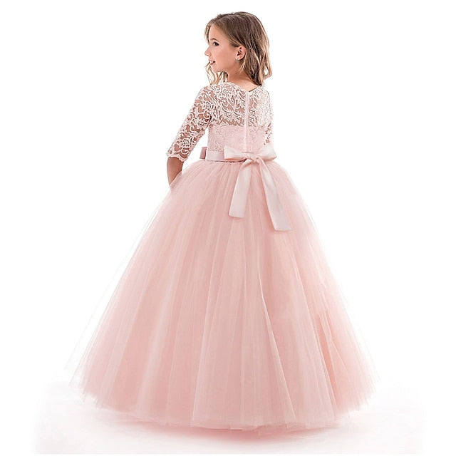 Lace Prom Girl Years 3-13 Kids Dress Princess Flower