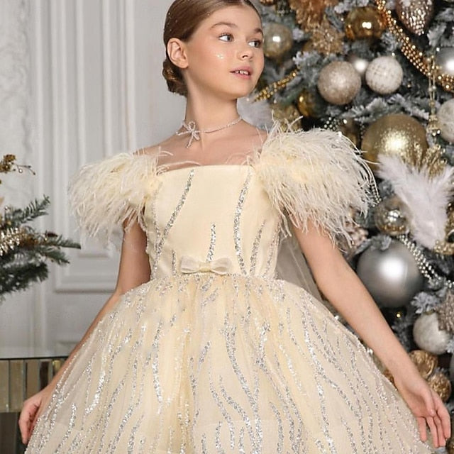 Kids Girls' Solid Party Performance Dress Color Sleeveless