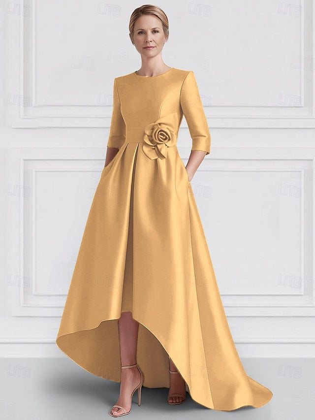 A-Line Evening Wedding Formal Asymmetrical Gown Dress Elegant