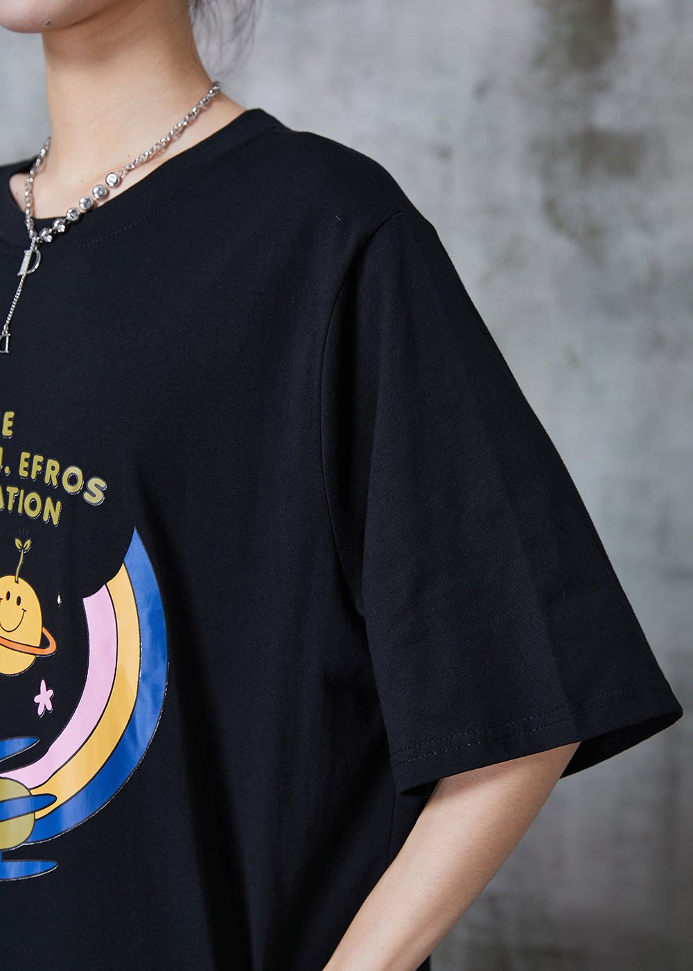 Robe longue patchwork en coton noir à ourlet extra large pour l'été QA1022