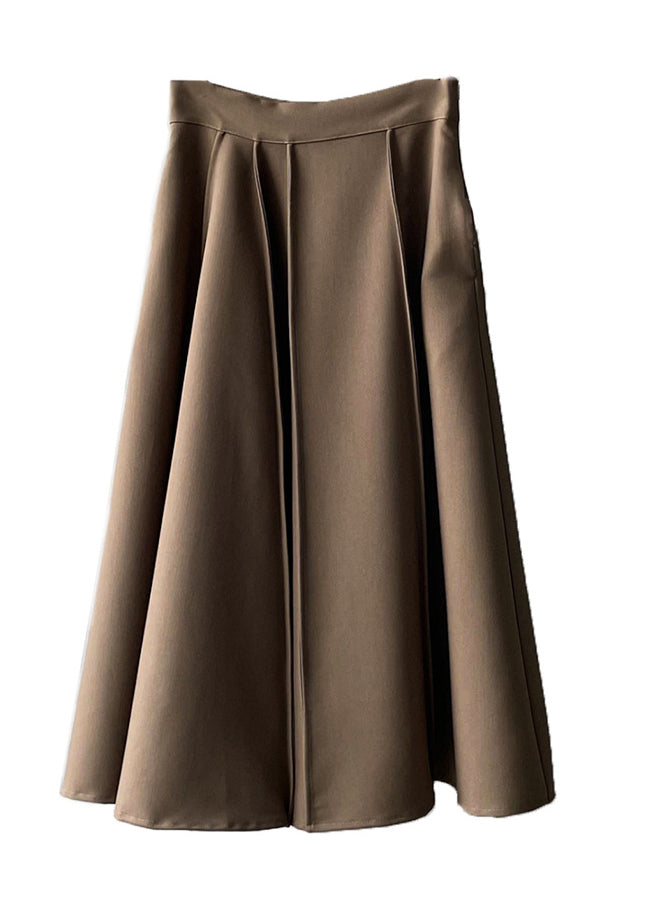 Jupe kaki française taille haute froissée à ourlet extra large automne WD024