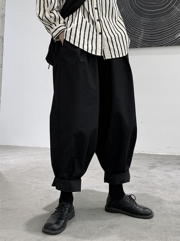 Pantalon sarouel plissé taille haute élastique simple café WS009
