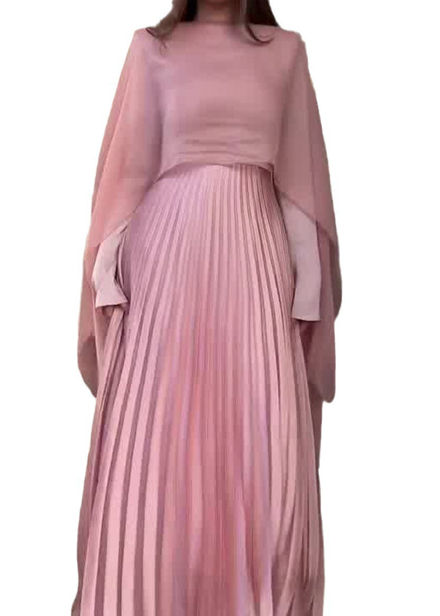 Set Plissee Rosa Ärmeln Neue Kleid Lange Schal Herbst