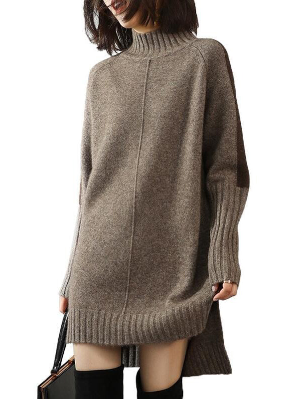 Urban Camel – Halbrollkragenpullover in Kontrastfarbe, langärmelig, Strickpulloverkleid AN1068