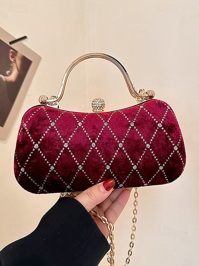 Quilted Diamond Women's Velvet - with Accents Purse Evening