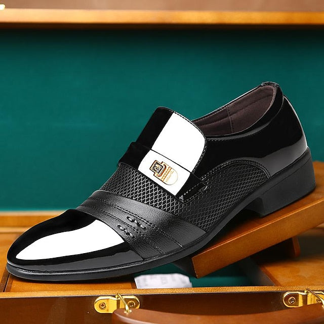 Formal Men's Slip-On Dress Patent Faux – Loafers Leather