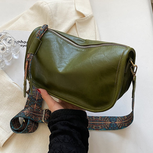 with Vintage Leather Bohemian Strap Handbag – PU Women's