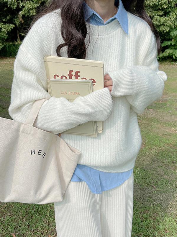 Joli pull jaune à manches longues et col rond AN1041