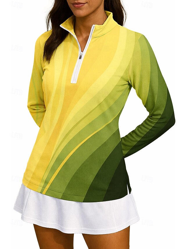 Women's Gradient Stripes Shirt Sport Shirt Golf Polo Shirt