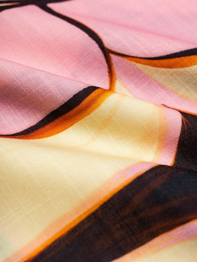 Geometric Print Notched Collar Maxi Dress