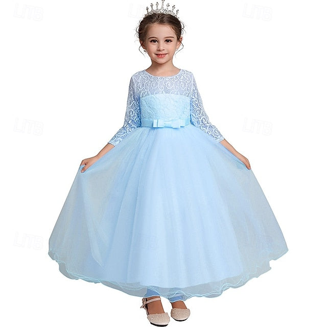 Flower Wedding Dress Kids Half Girl Sleeve Girls'