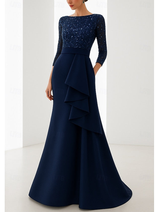 Wedding Blue Formal Mermaid Elegant Gown Black Dress Evening