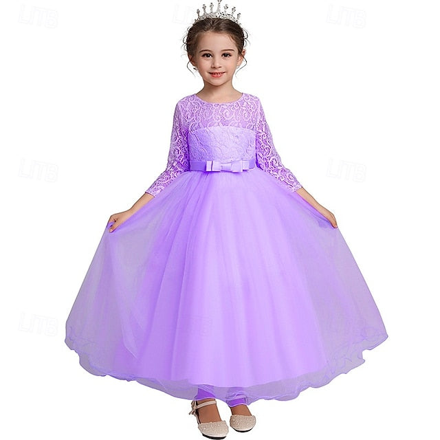 Flower Wedding Dress Kids Half Girl Sleeve Girls'