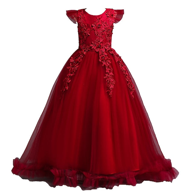 Girl Kids Jacquard Flower Dress Sleeveless Girls'