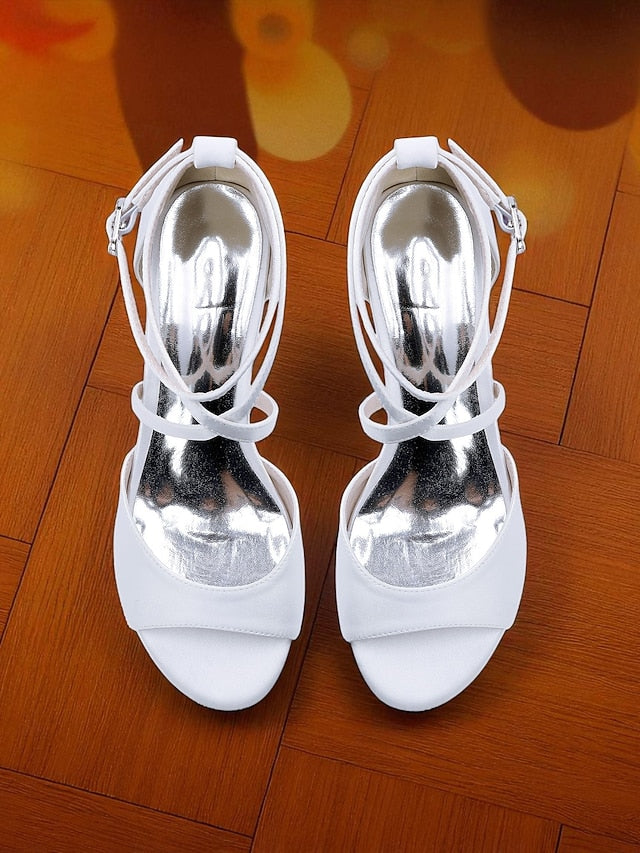 Heel with Ankle Women's Sandals Satin Block Elegant - Strap