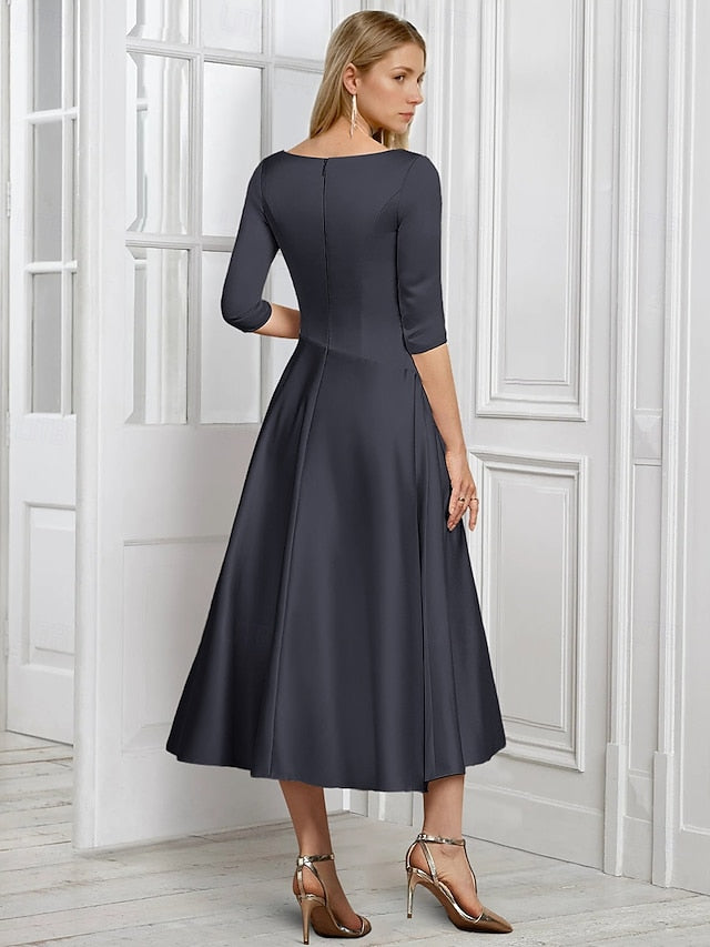 Neck Elegant of V Bride Mother Simple the Dress A-Line