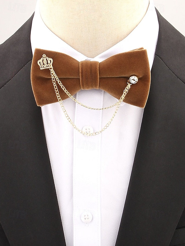 Detail Tie Velvet Men's – Bow and with Crown Chain