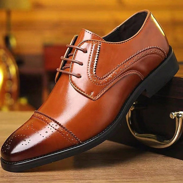 Men's Shoes Dress and Black Color-Blocked with White