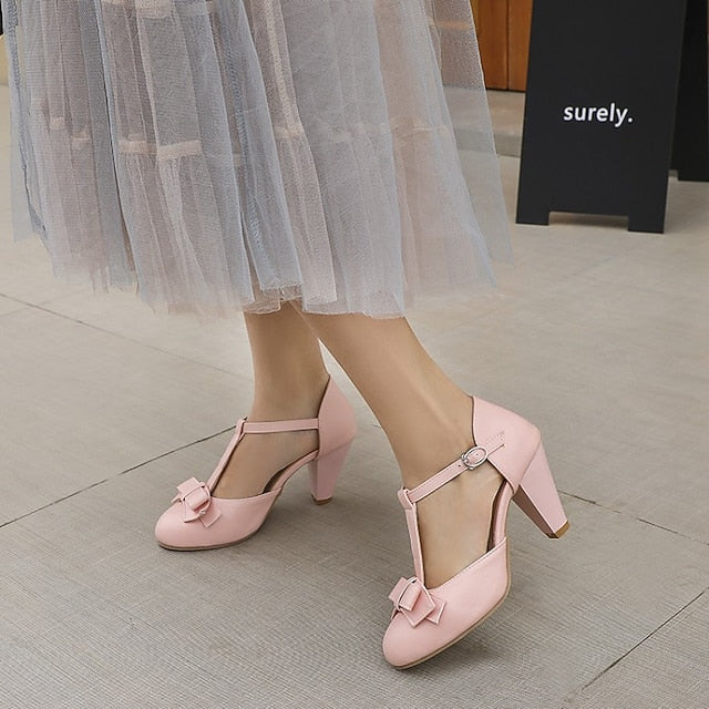 Bow T-Strap Green Vintage 1950s Retro Mint – Heels Chunky with