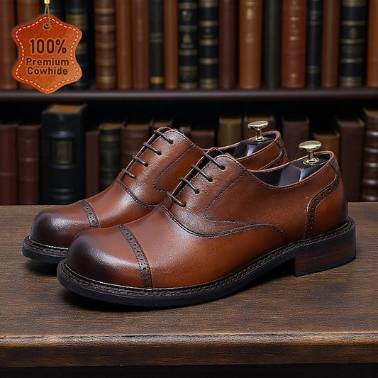 Shoes- Dress Leather Oxford Cap First Men's Toe Genuine